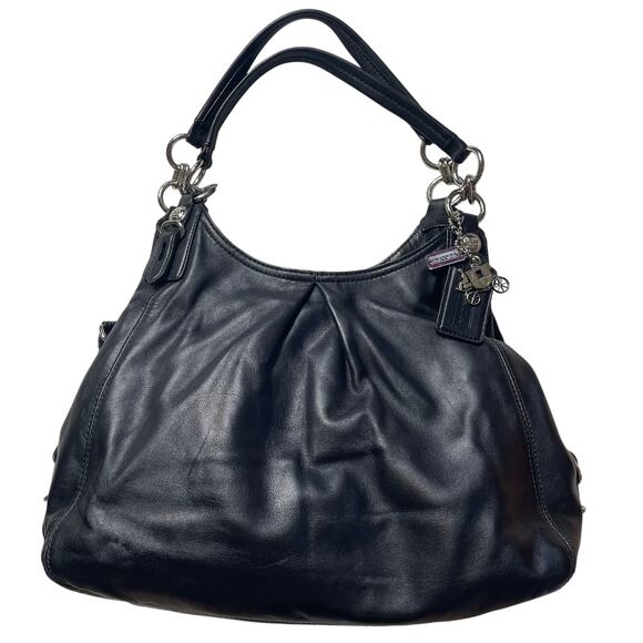 Coach Maddison Maggie Large Leather Black Hobo Satchel Purse Handbag 15741